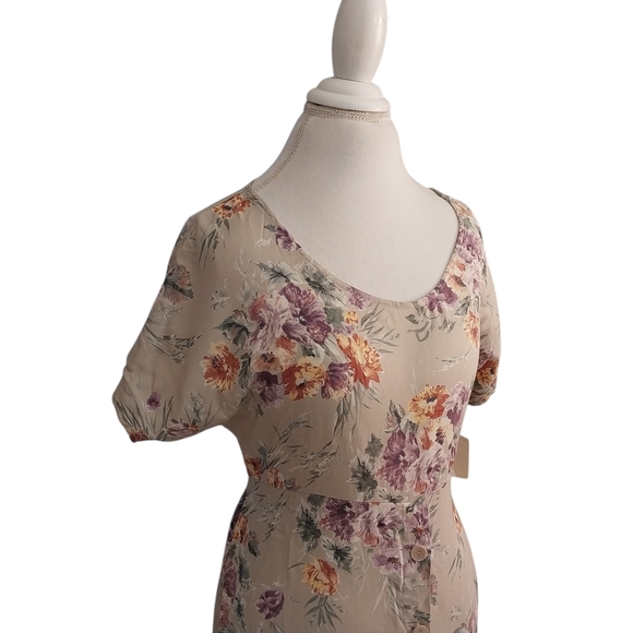 Vtg Susan Burrowes Size Large 90s Country Springtime Floral Cottagecore Dress - Picture 4 of 16